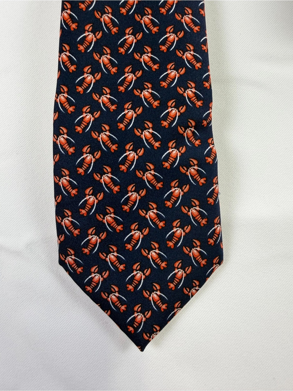 Izod Navy Tie with Orange Lobster Motif